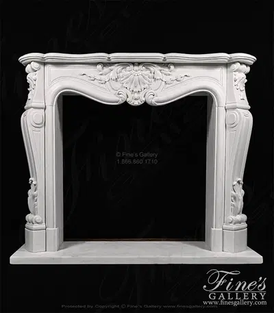 53" French Style Mantel in Statuary Marble - Elegant Fireplace Surround