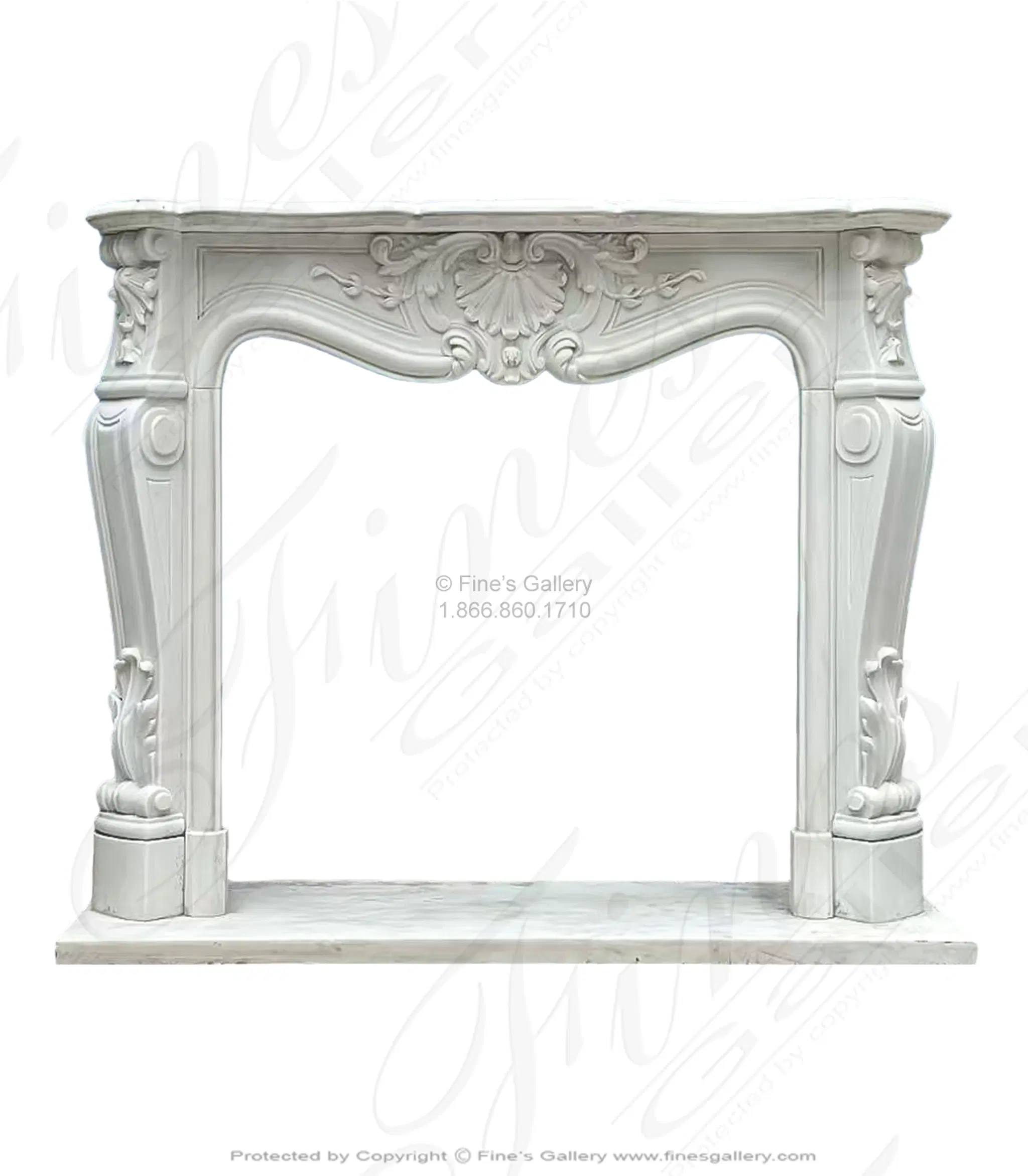 53" French Style Mantel in Statuary Marble - Elegant Fireplace Surround