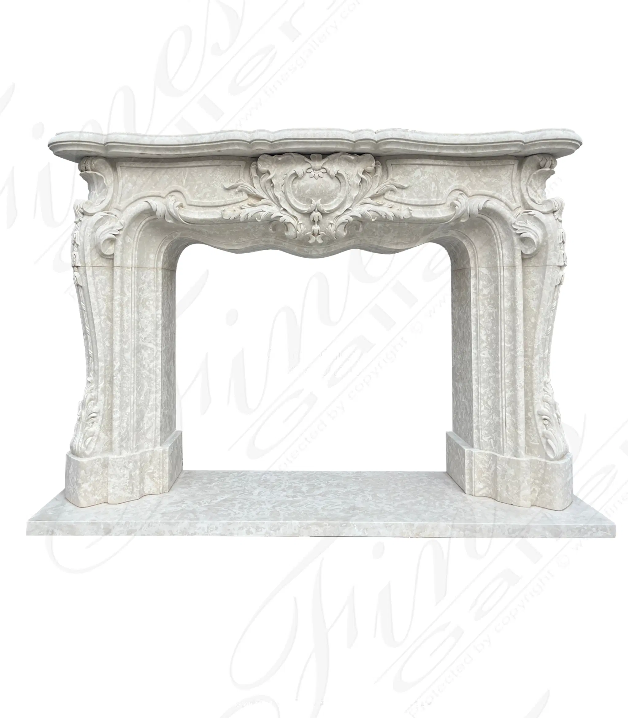 Exquisite Solid French Mantel in Italian Boticcino Marble