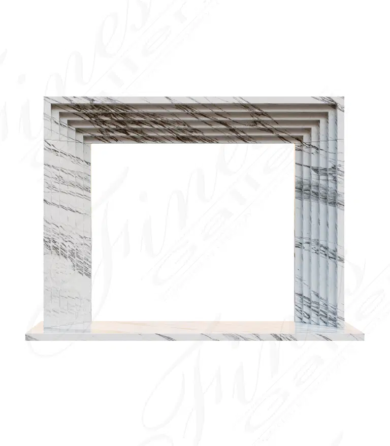 Bevel Edge Modern Mantel in Italian Arabascato Marble