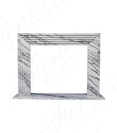 Bevel Edge Modern Mantel in Italian Arabascato Marble