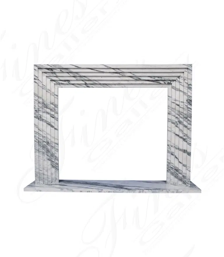 Bevel Edge Modern Mantel in Italian Arabascato Marble