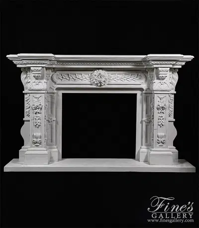 Ornate Italian Renaissance Marble Fireplace