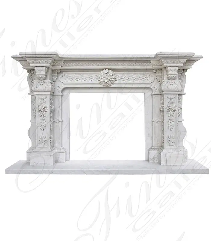 Ornate Italian Renaissance Marble Fireplace