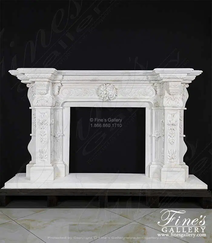 Ornate Italian Renaissance Marble Fireplace