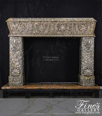 Shell Motif Mantel in Rare Imported Marble