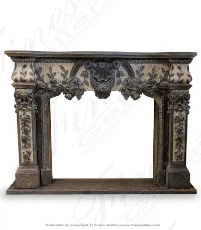 Black & White Rose Marble Fireplace