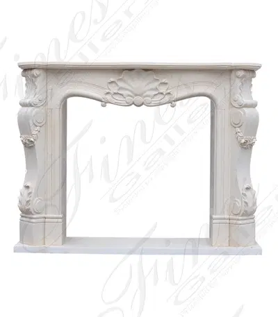 Floral and Shell Mantel in Galala Marble