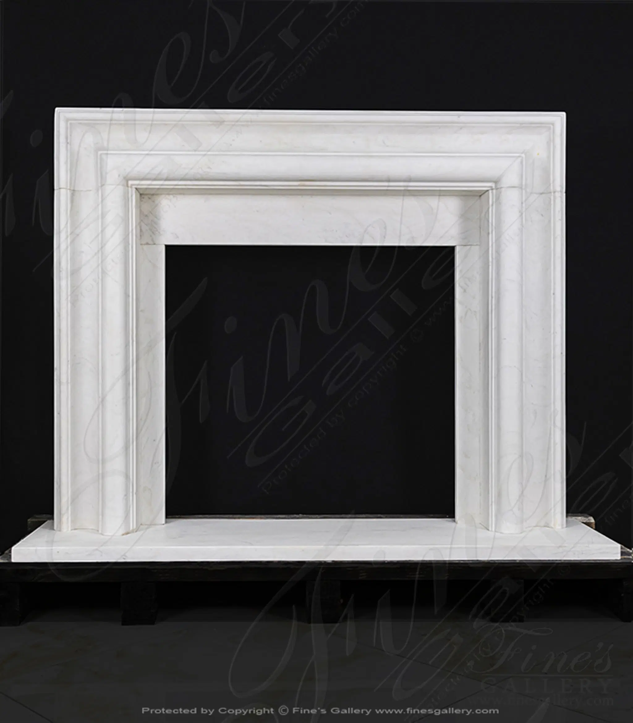 Bolection Style Fireplace Mantel in Statuary White Marble