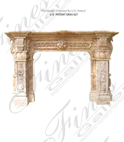 French Renaissance Style Travertine Fireplace Mantel