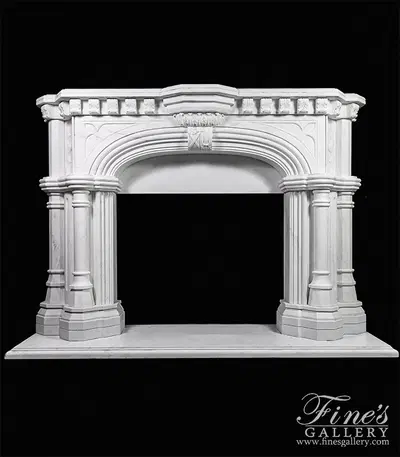 White Tudor Style Marble Fireplace Mantel