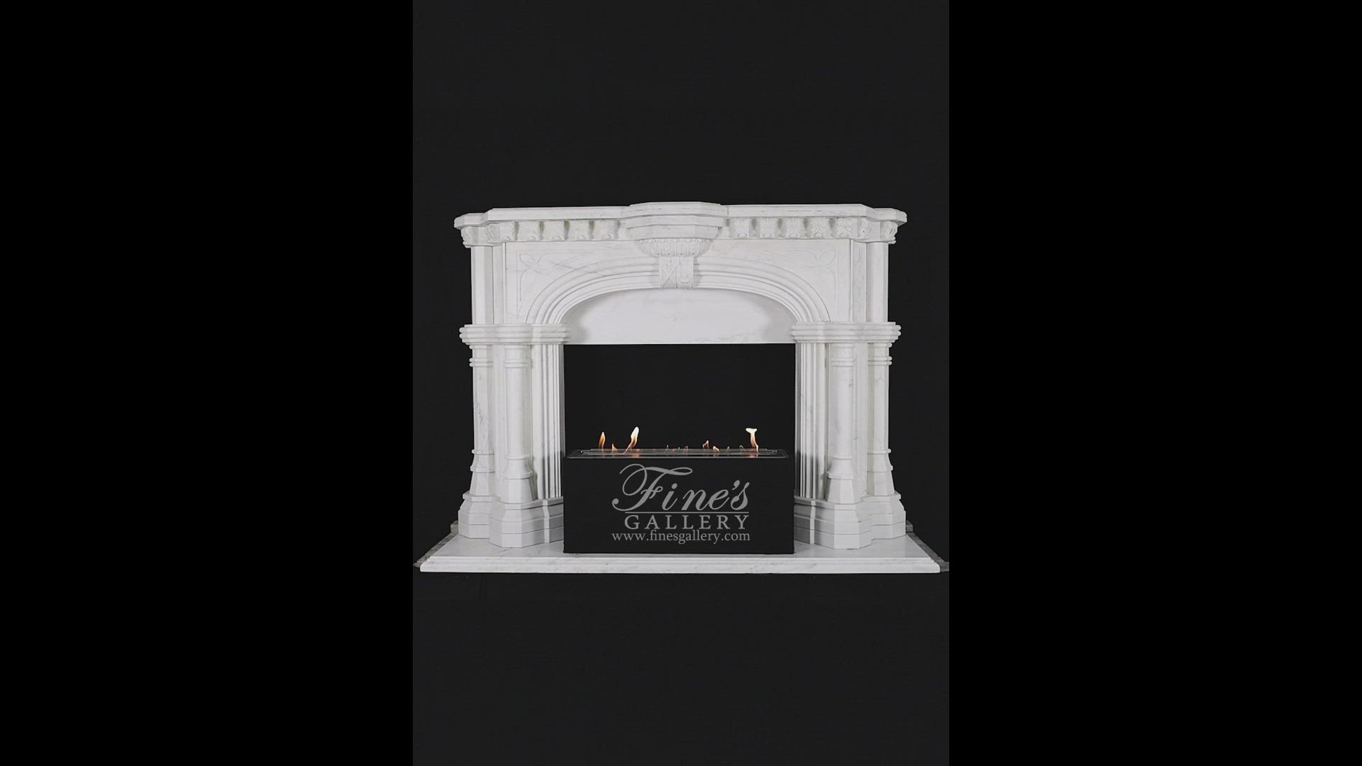 White Tudor Style Marble Fireplace Mantel — Model MFP-817 — product video