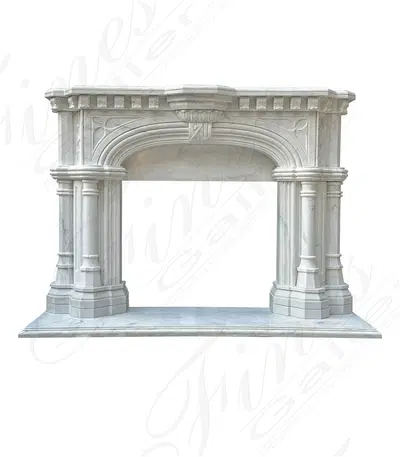 White Tudor Style Marble Fireplace Mantel