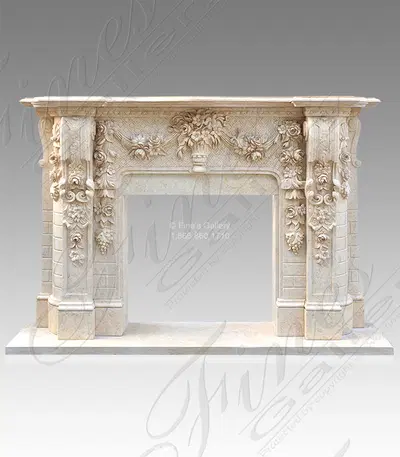 Floral Bouquet Marble Fireplace