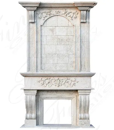Bianco Perlino Marble Fireplace Over mantel