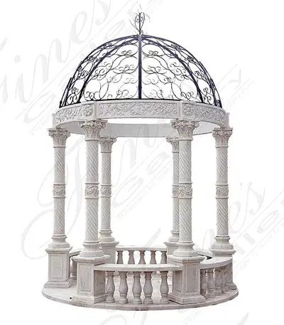 10 Foot Round White Marble Gazebo