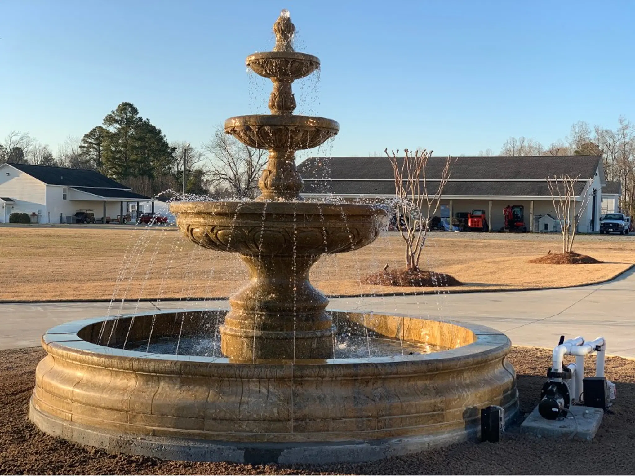 Three Tiered Granite Fountain Installation