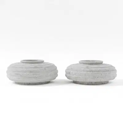 Modern Marble Urn Pair
