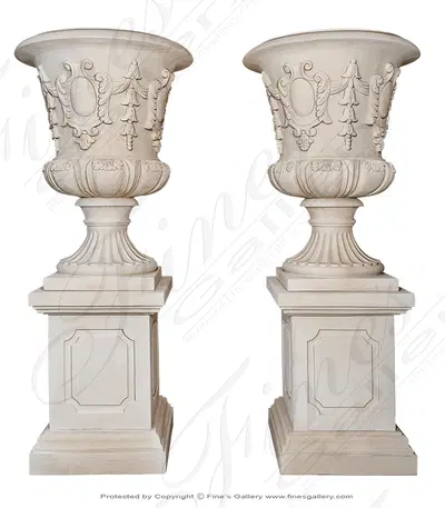 French Limestone Planter Pair