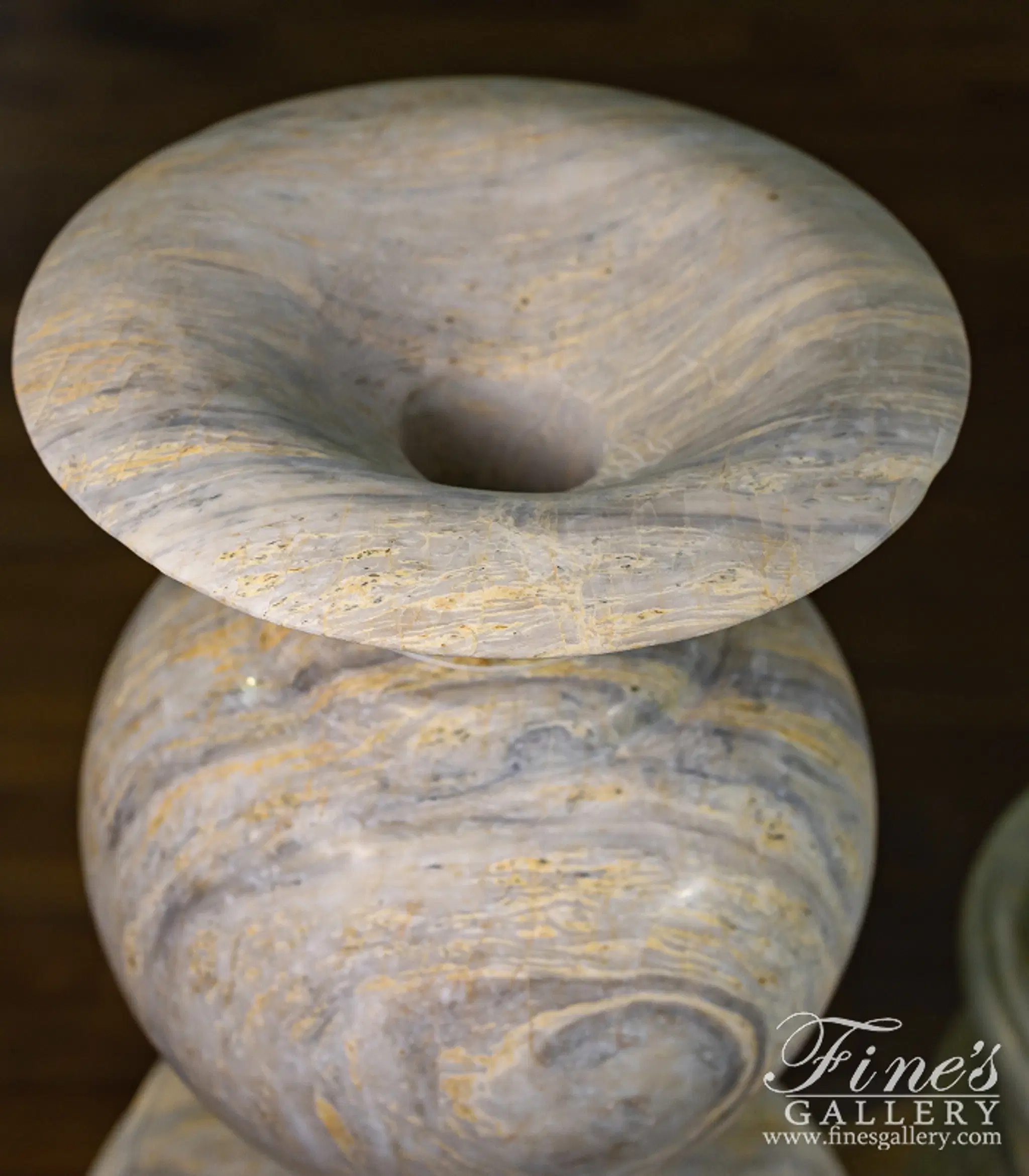 Contemporary Planter Pair in Orobico Light Marble — Model MP-512 — detail view 7