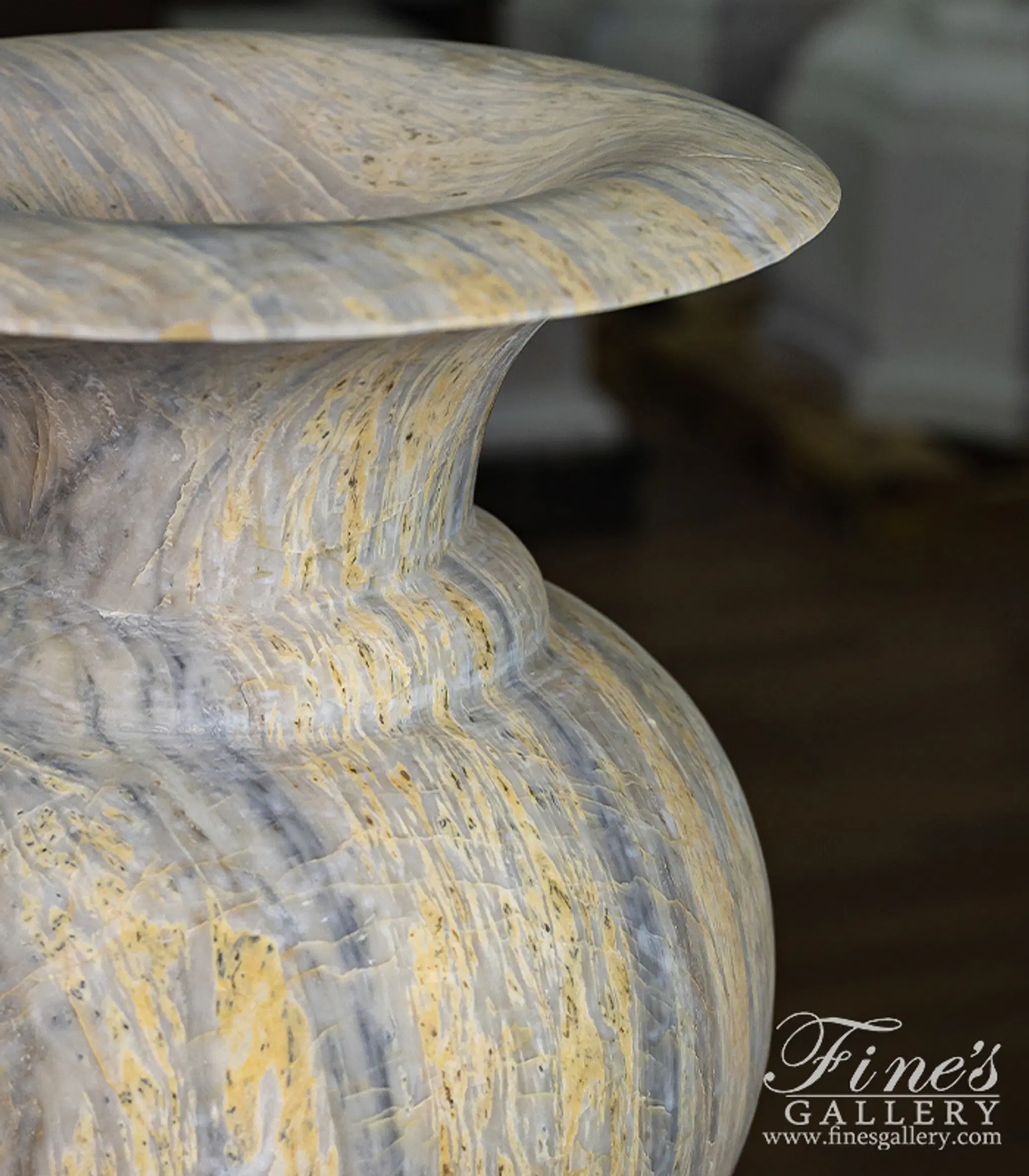 Contemporary Planter Pair in Orobico Light Marble — Model MP-512 — detail view 8