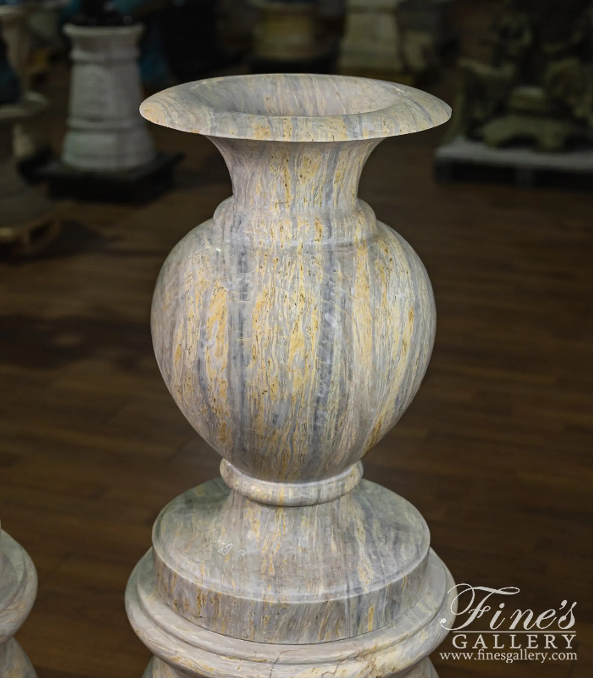 Contemporary Planter Pair in Orobico Light Marble — Model MP-512 — detail view 9