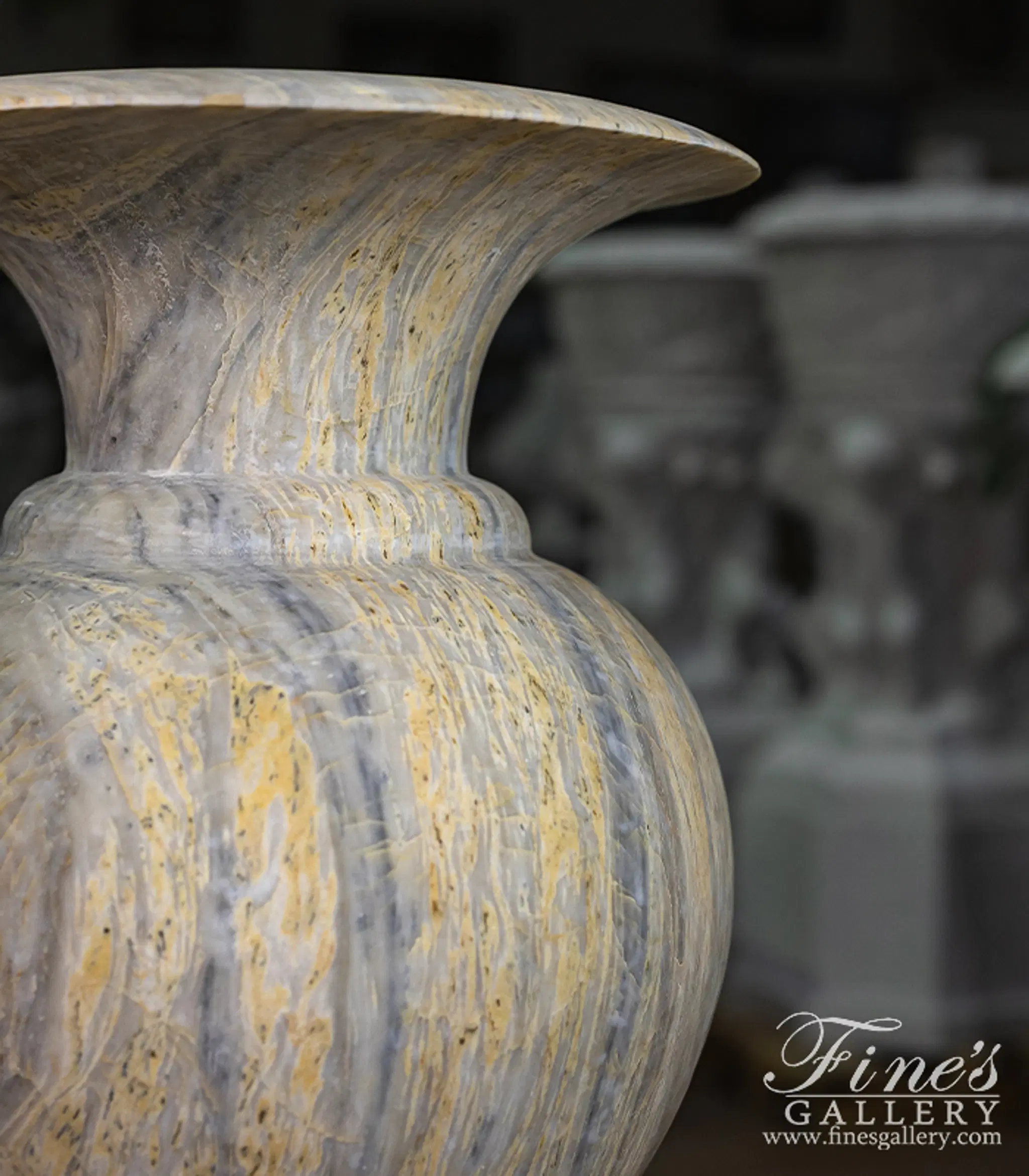 Contemporary Planter Pair in Orobico Light Marble — Model MP-512 — detail view 2