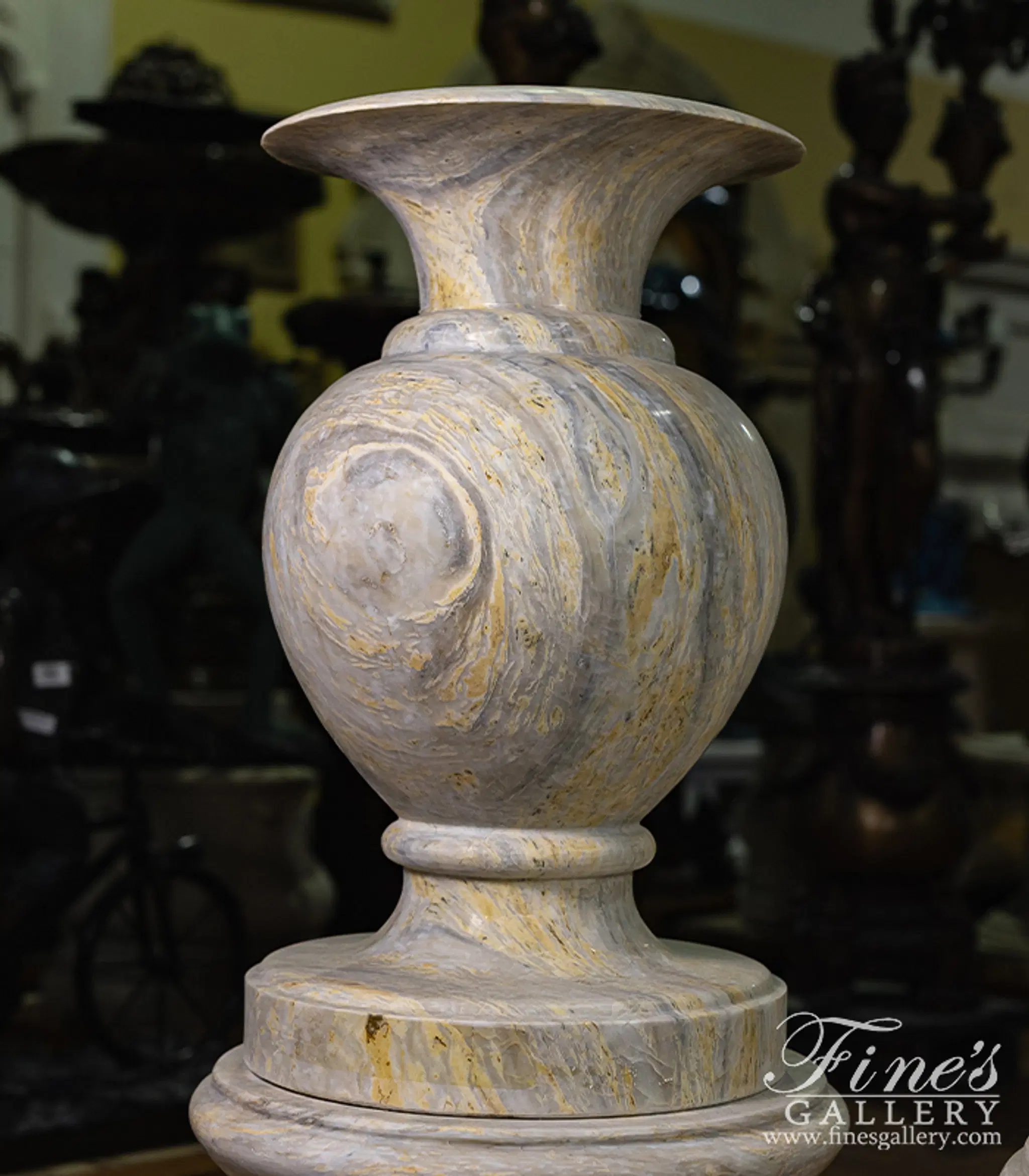 Contemporary Planter Pair in Orobico Light Marble — Model MP-512 — detail view 5