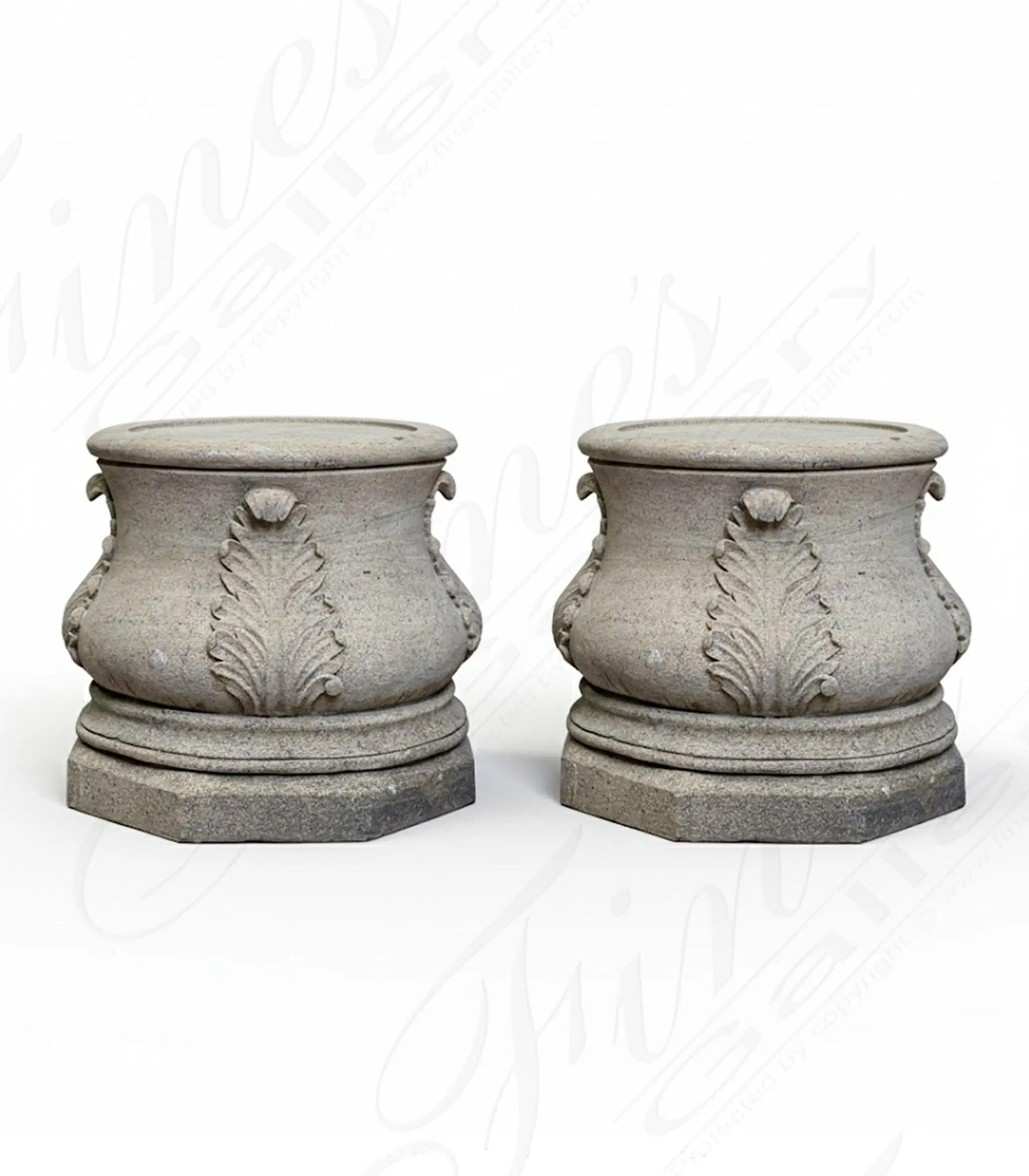 Traditional Sandstone Pedestal - Elegant Garden Display Stand Pair