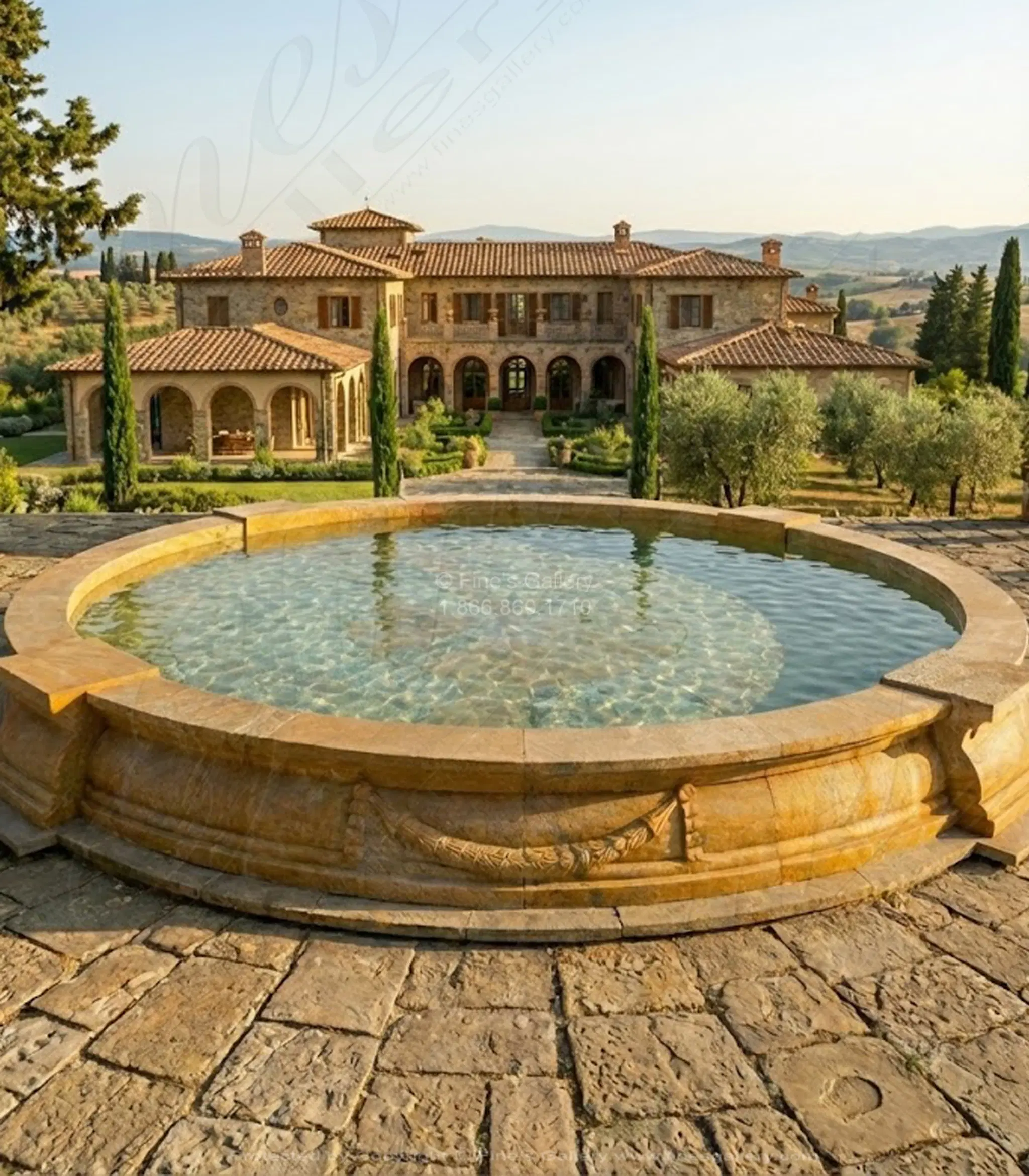 250" Diameter Grand Pool Basin in Antique Gold Granite