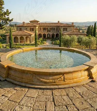 250" Diameter Grand Pool Basin in Antique Gold Granite