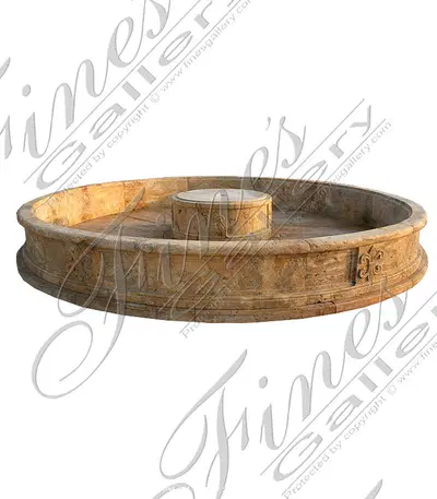 Rustic Marble Fleur De Lis Pool Basin