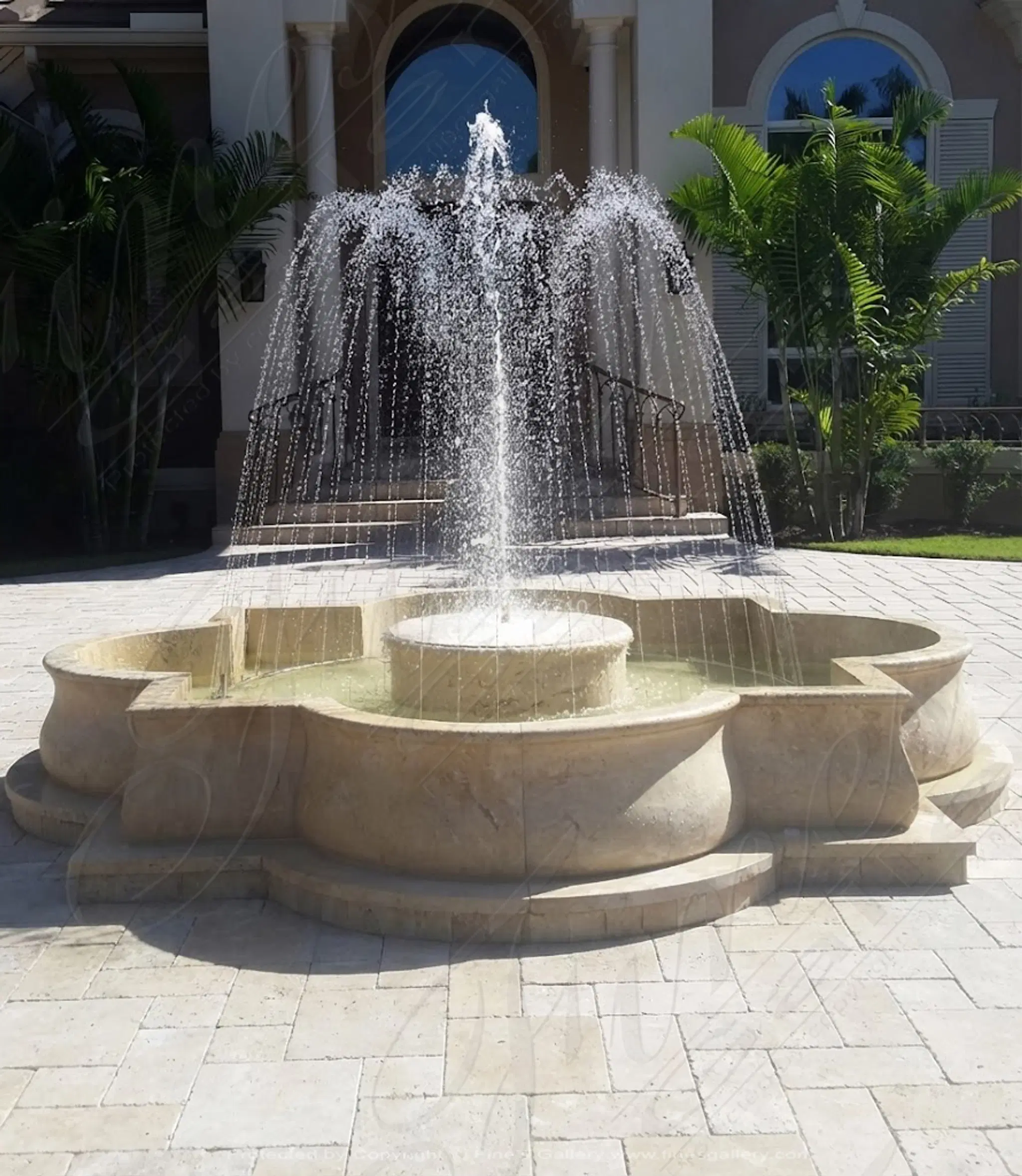 Travertine Fountain Pool with Water Ring
