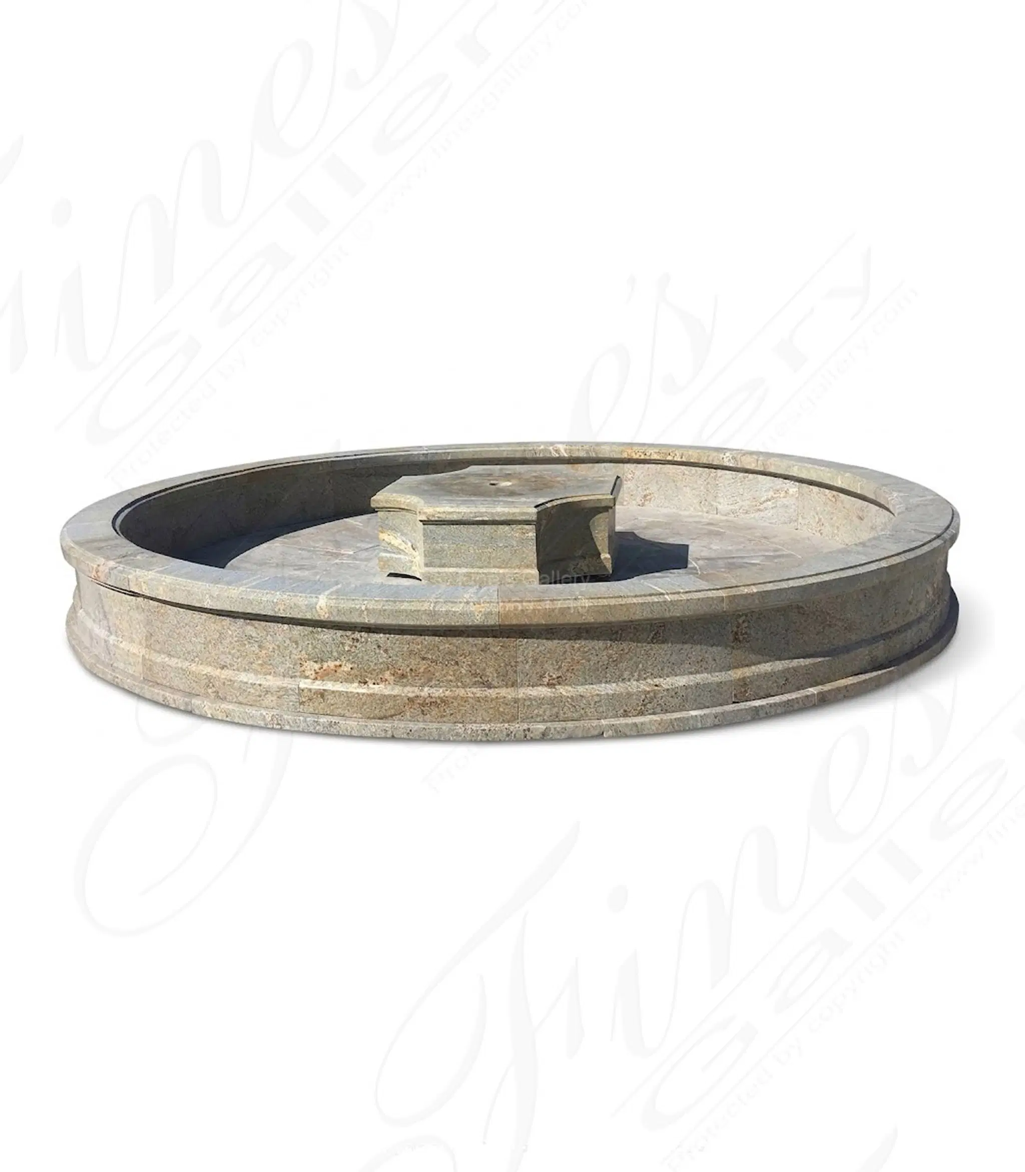 192" Dia Granite Catch Basin in Antique Griggio Granite — Model MPL-313 — Hand-Crafted by Fine's Gallery