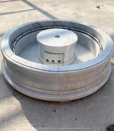 60 Inch Round White Marble Pool Fountain with Water Jets