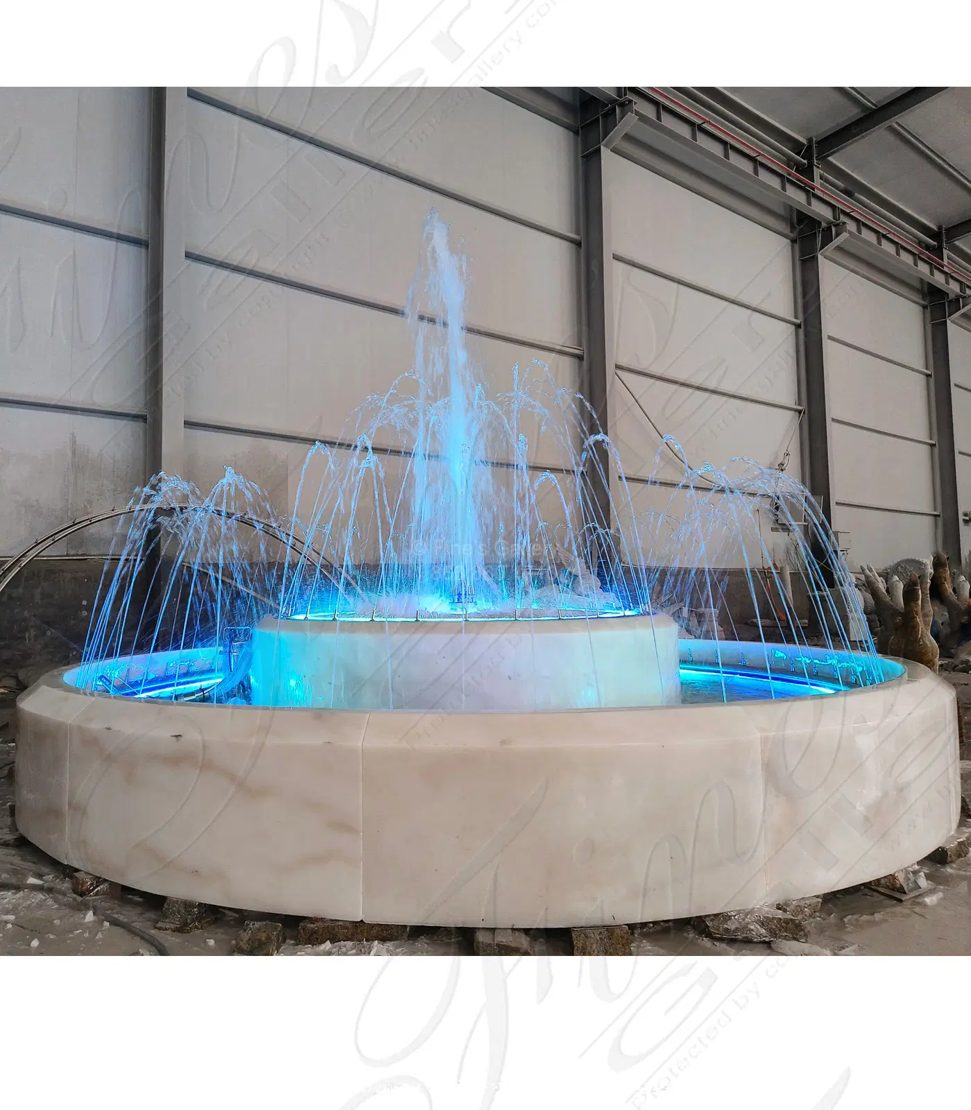 Pool Basin 108in Beveled Statuary Marble Pool Basin & Hollow Base