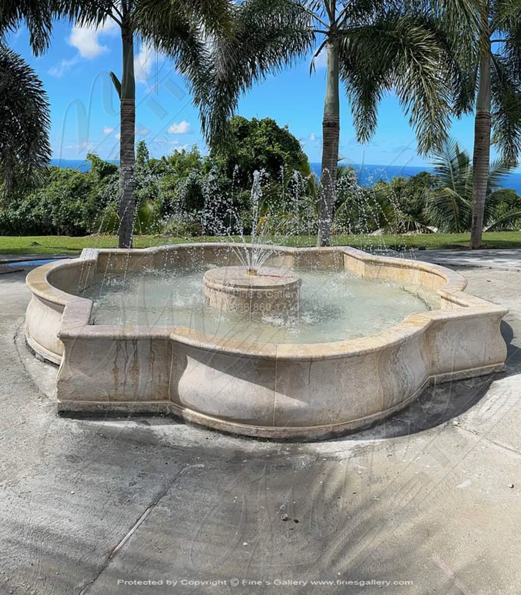 Quatrefoil Pool Basin in "Classic Light Travertine"
