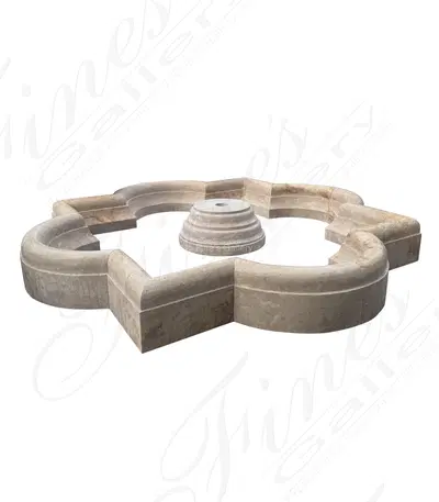 106" x 106" x 12" Quatrefoil shape catch basin in Classic Light Travertine