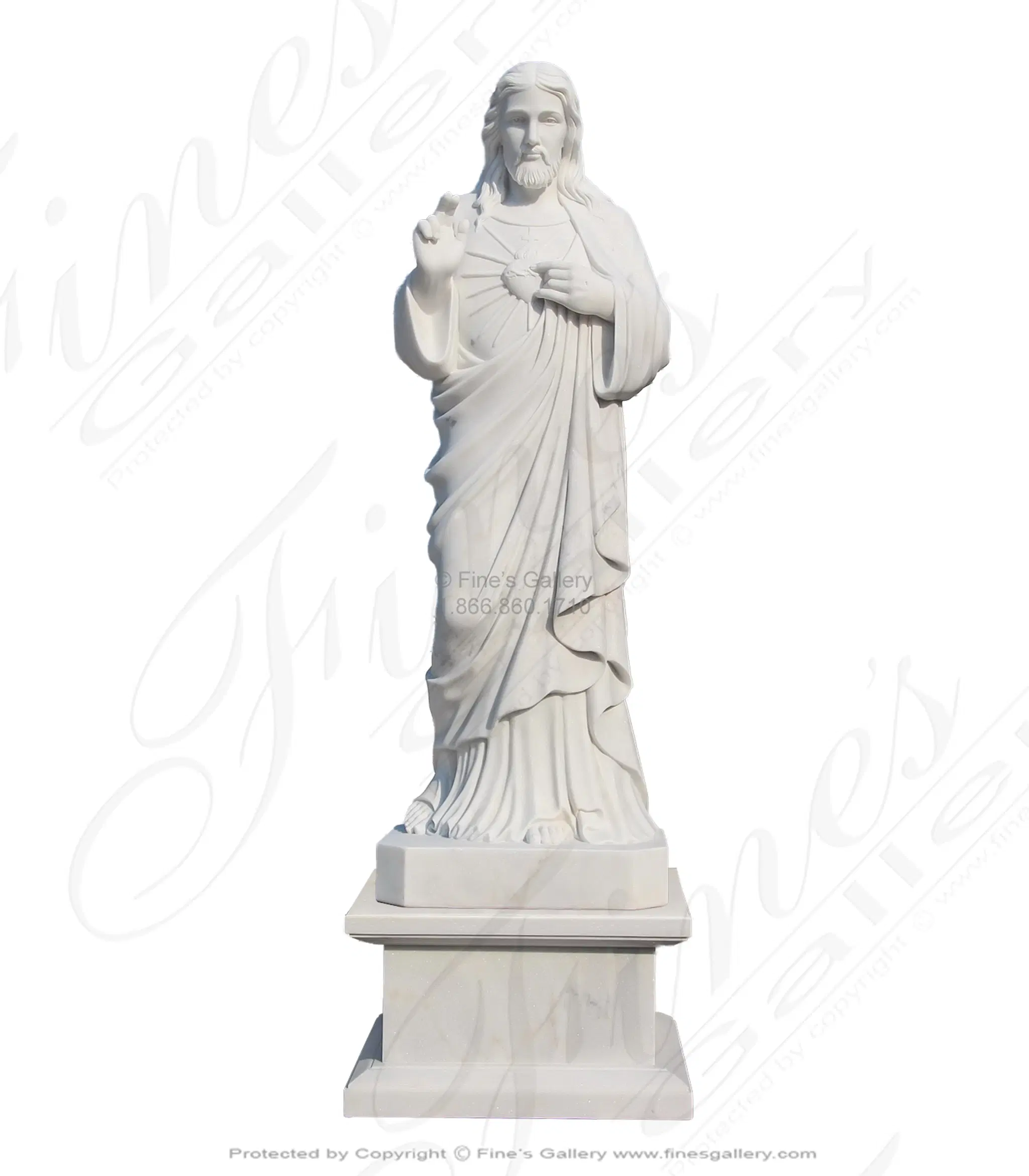 71" Sacred Heart of Jesus Marble Statue