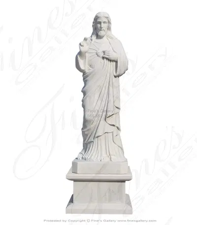 71" Sacred Heart of Jesus Marble Statue