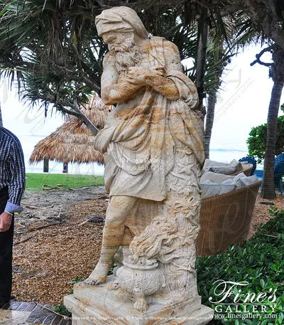 Poisedon Statue In Gold Travertine