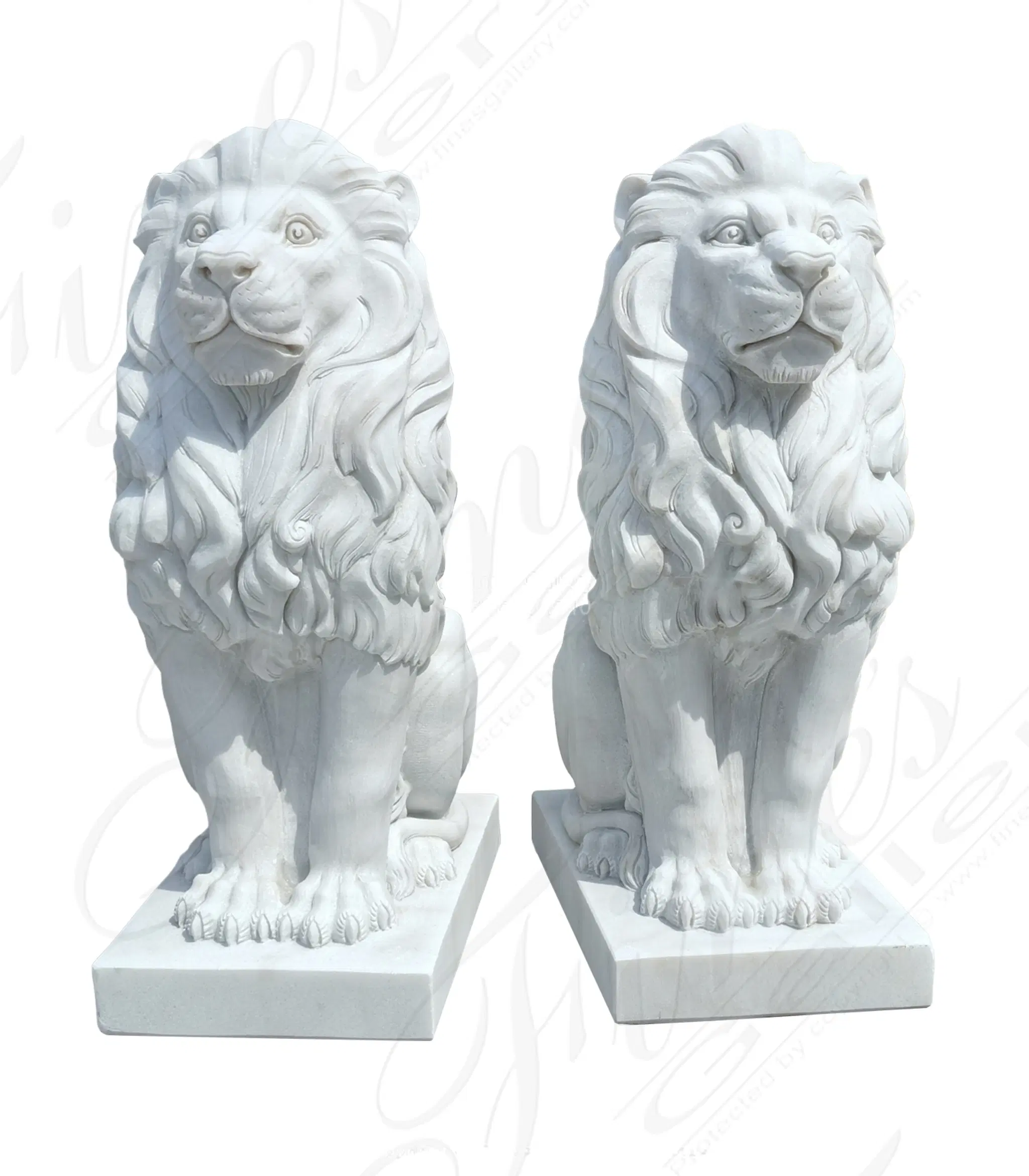 Marble Lion Pair — Model MS-1185 — Hand-Crafted by Fine's Gallery