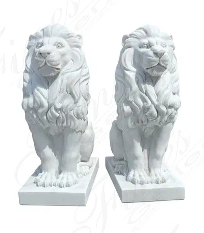 Marble Lion Pair