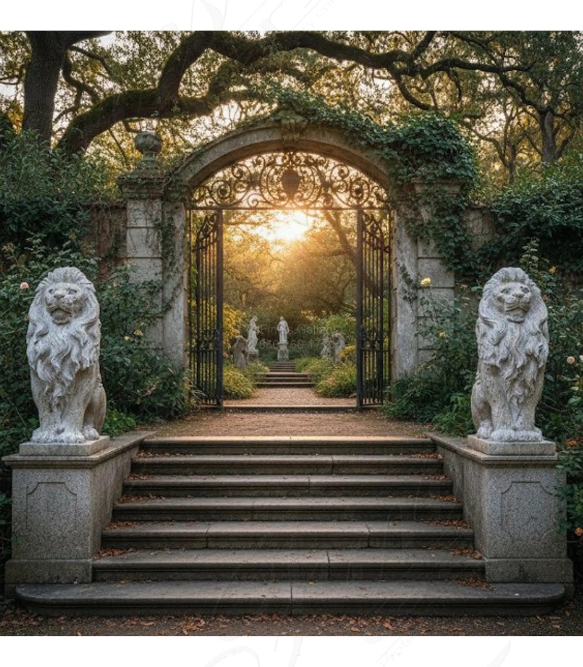 Four Foot Tall Lion Statues in Solid Granite