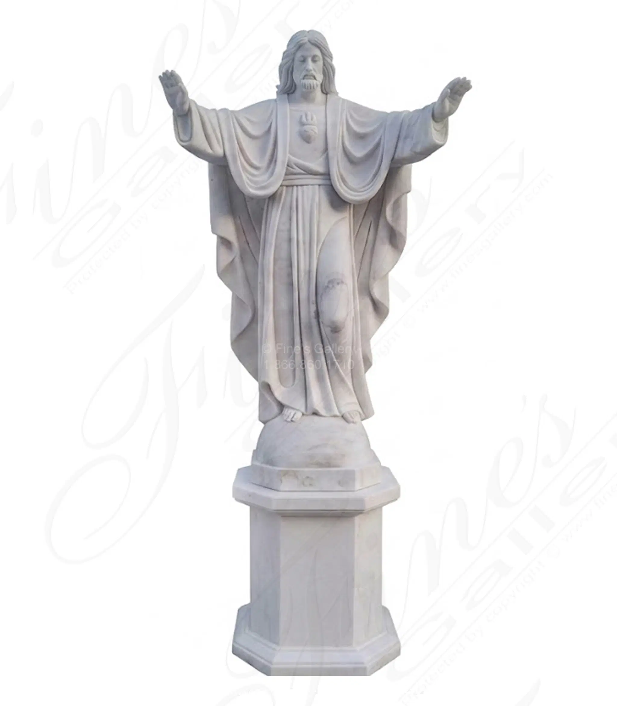 Sacred Heart of Jesus Christ Marble Statue — Model MS-1206 — Hand-Crafted by Fine's Gallery