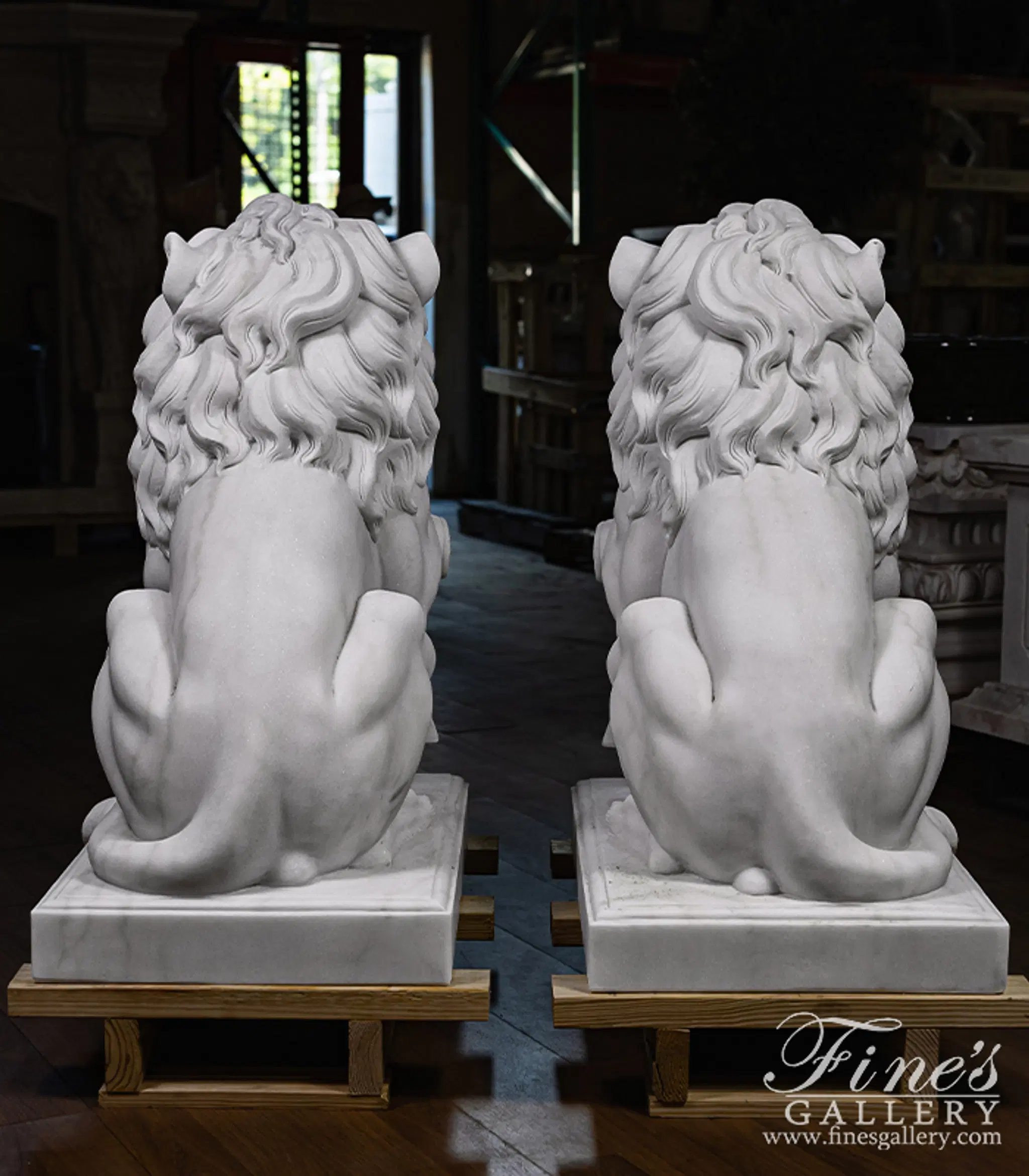 Museum Quality Marble Lion Pair in Statuary Marble — Model MS-1249 — detail view 8