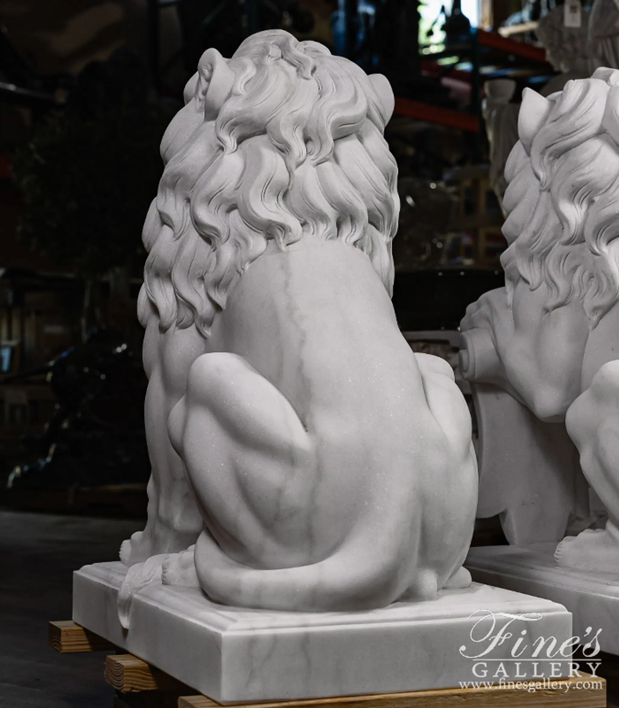 Museum Quality Marble Lion Pair in Statuary Marble — Model MS-1249 — detail view 9