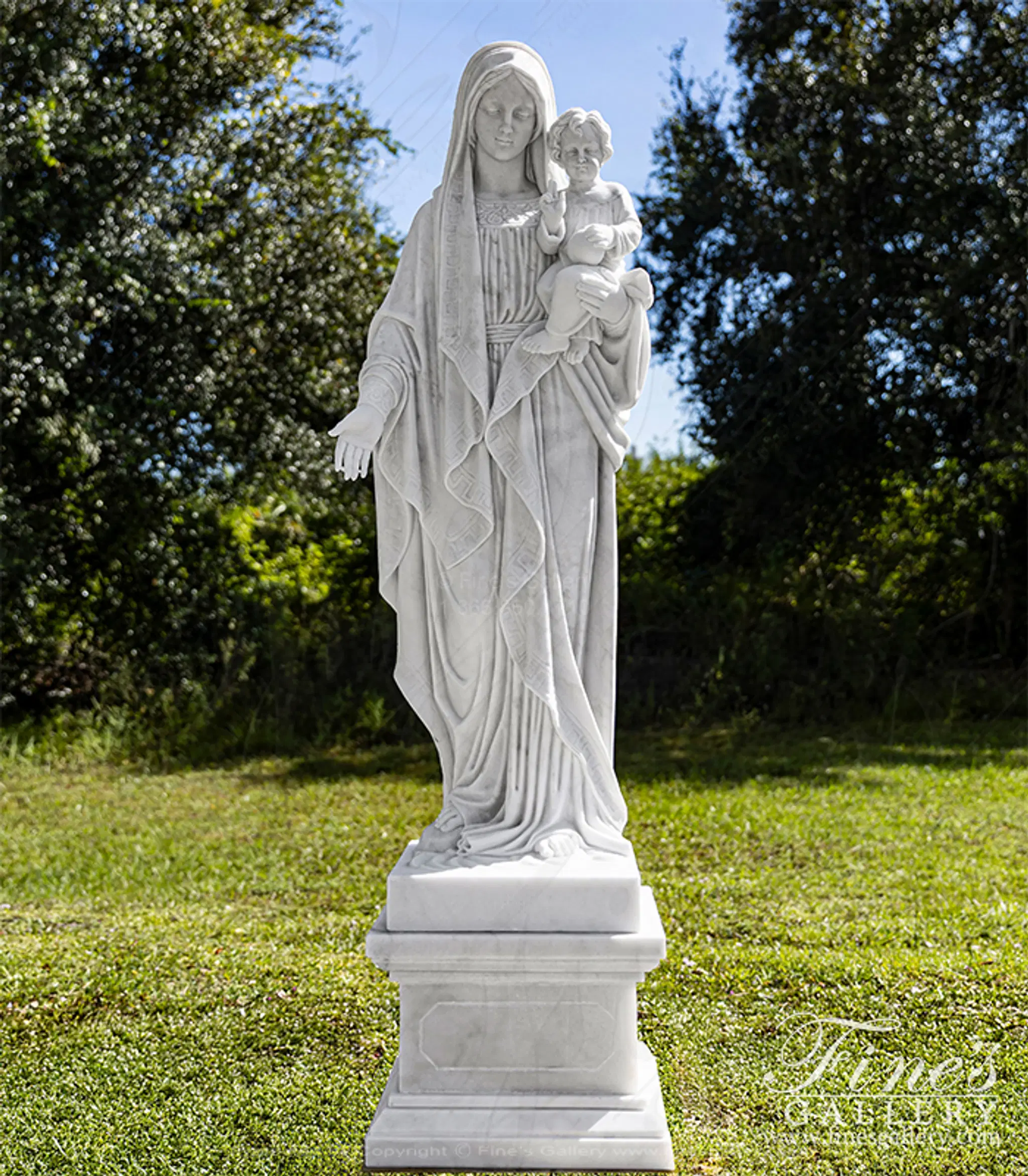 Mother Mary and Baby Jesus Marble Statue