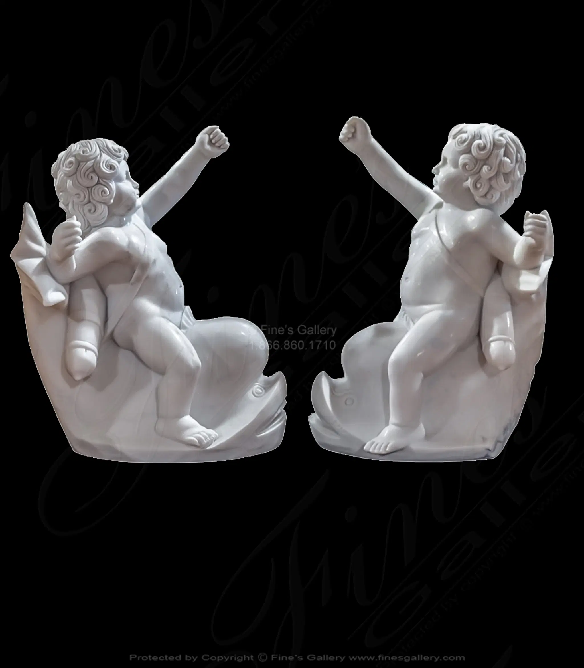 Marble Cupid Pair — Model MS-1310 — Hand-Crafted by Fine's Gallery