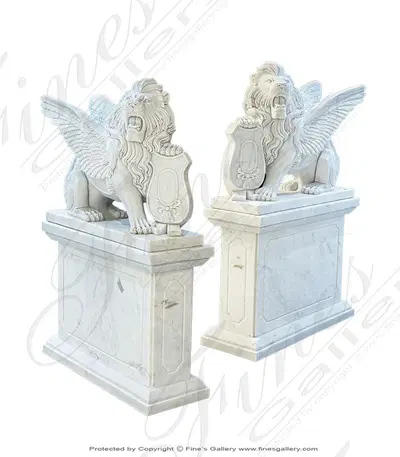 Winged Lion Marble Pair
